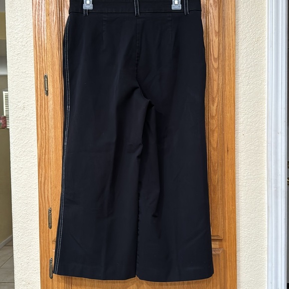 Black Cropped Dress Pants w/White Threading w/Control Panel - Size 8 - Picture 4 of 5